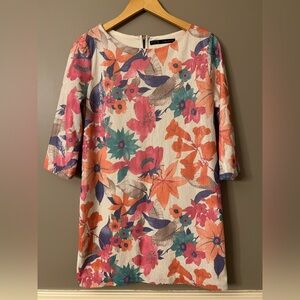 Zara Floral Sequin Sheath Dress Large